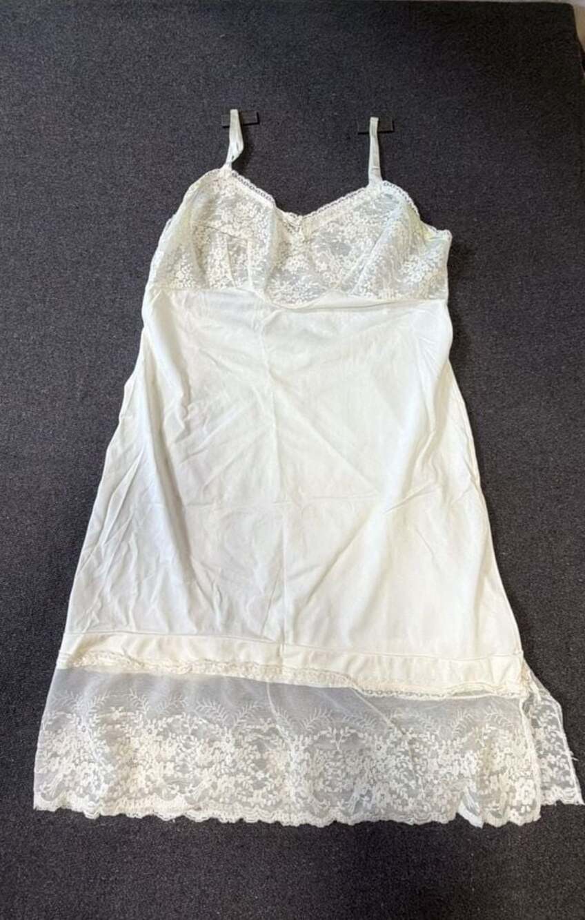 Vintage White Lace Trimmed Camisole Slip Dress